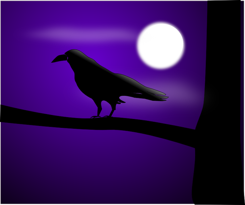 Raven em ilustração vetorial de lua cheia