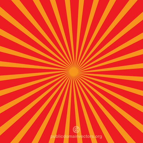 Radiale zonnestralen rood en oranje