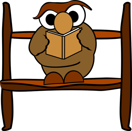 Owl reading a book