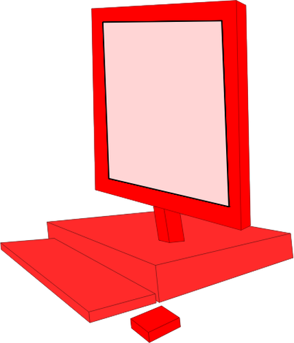 Computador desktop vermelho configuração vetor clip-art