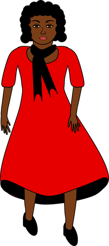 लाल रंग की पोशाक में मेहमान महिला