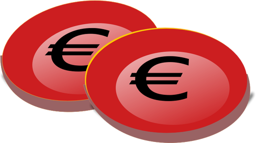 Bild rot Euro-Münzen