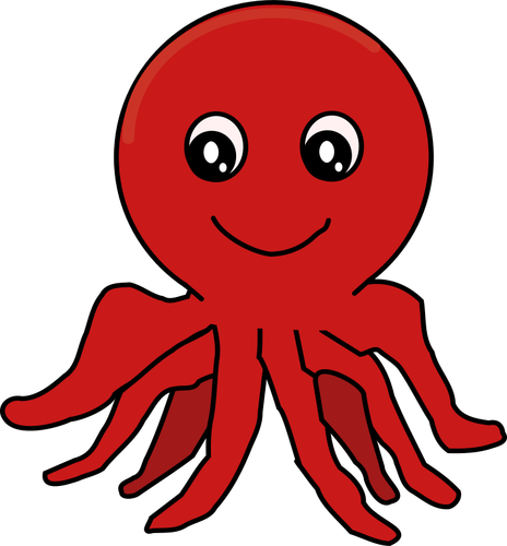 Roten Cartoon Octopus