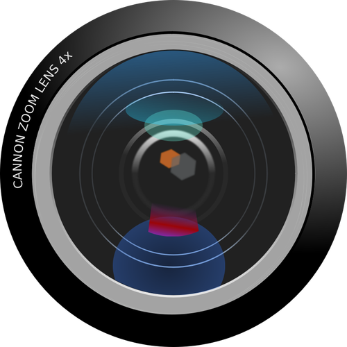 Vektorové grafické fotorealistické fotoaparát zoom objektiv zavřít/nahoru