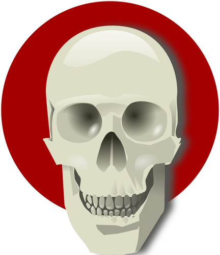 Vector de dibujo de cráneo humano sobre un círculo rojo