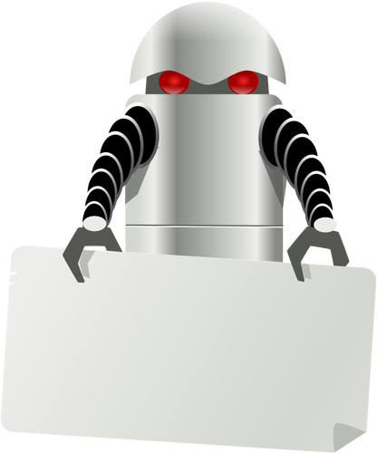 Robot carrying noticeboard vector illustration