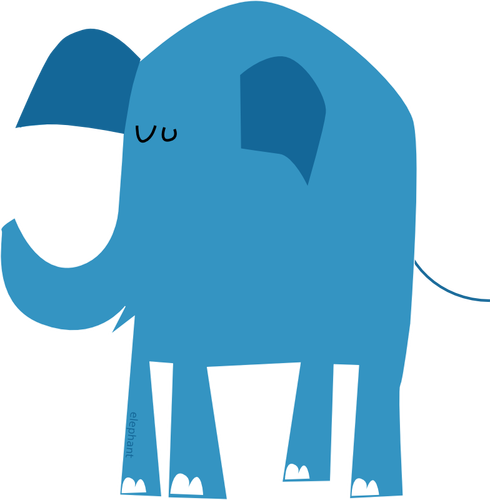Elefante azul de desenho de vetor