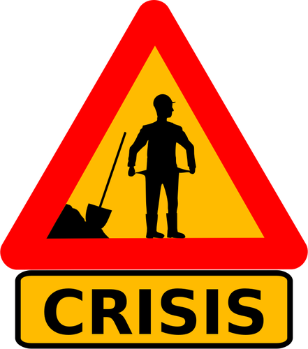 Vector illustraties van geld crisis waarschuwing bord