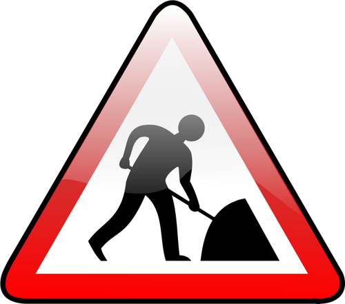 光沢のある建設の道路標識の警告のベクター クリップ アート