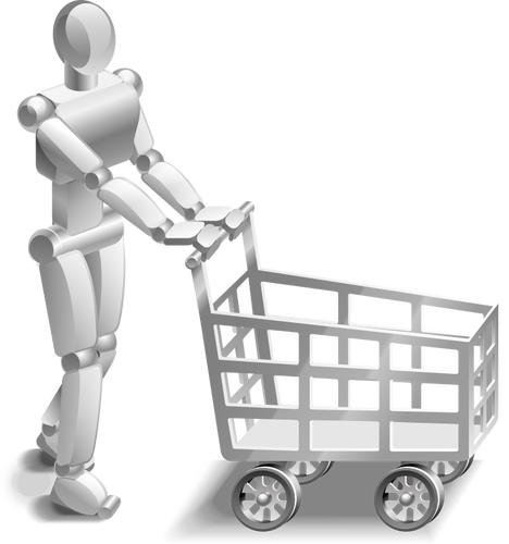 Robot con una imagen de vector carrito compras