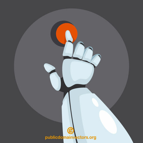 Botón rojo de mano robótica