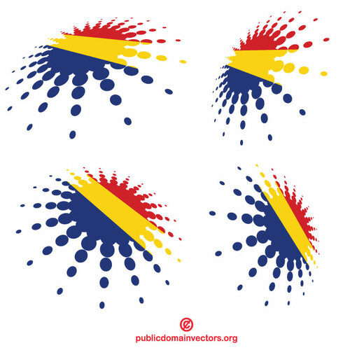Halftone shapes with Romanian flag