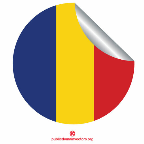Etiqueta engomada redonda de la bandera rumana