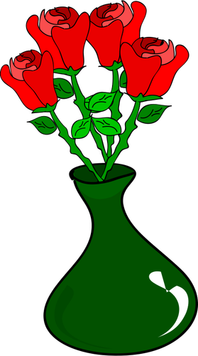 Dessin de pot de roses vectoriel