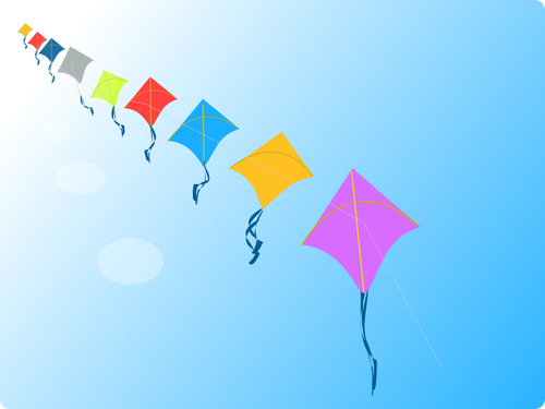 Row of kites vector clip art