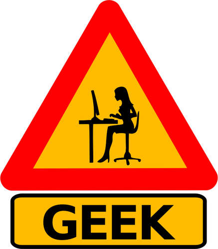 Vektortegning kvinne Geek advarsel veiskilt
