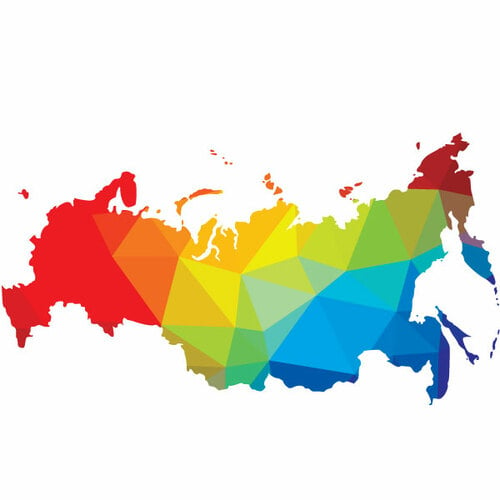 Farget kart over Russland