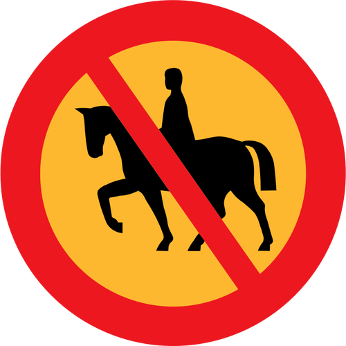 Não há cavalos montado ou acompanhado estrada sinal vector imagem