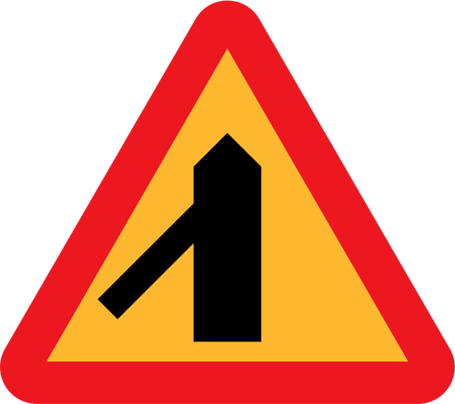 Traffic merging from left sign vector graphics