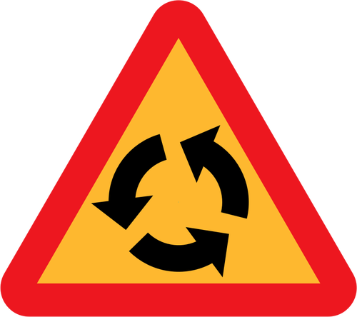 Vector de desen de sensul giratoriu trafic semn de avertizare