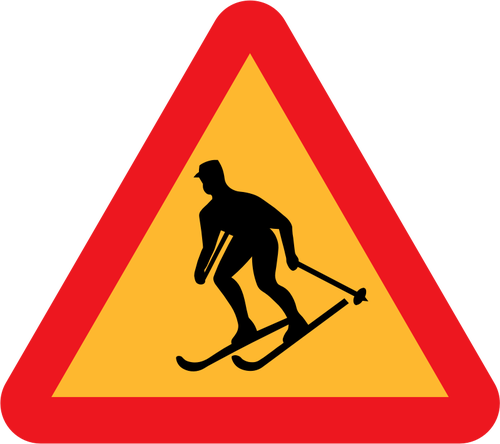 Waarschuwingsbord ski racer vectorafbeeldingen