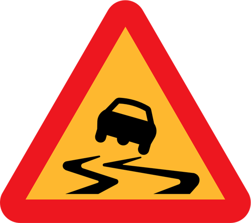 Slippery road traffic symbol vektorbild