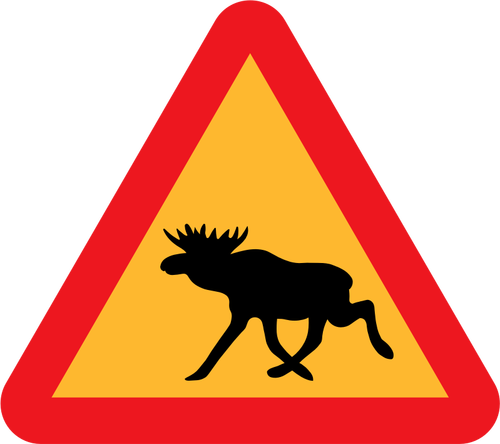 Moose op verkeer verkeersbord vectorafbeeldingen