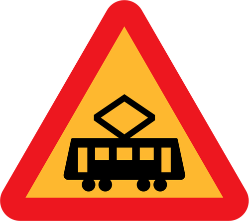 ベクトル グラフィックスを渡る路面電車用道路シンボル