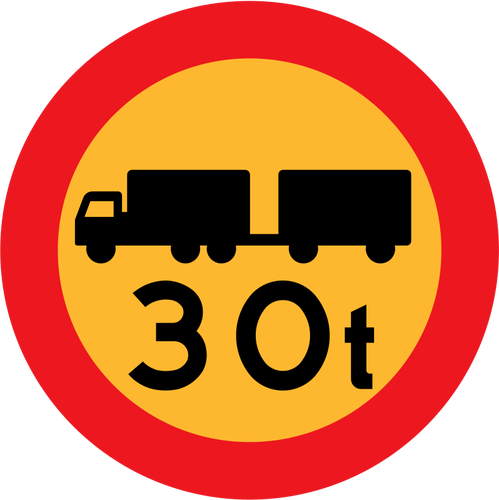 30 ton vrachtwagens vector verkeersbord