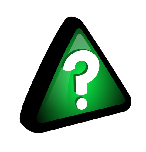 Vector dibujo de signo de interrogación en el triángulo verde