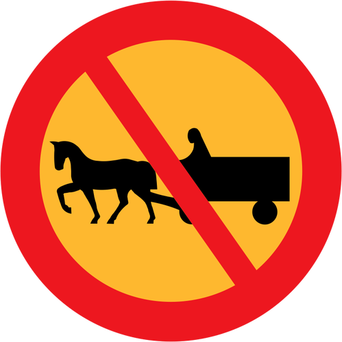 馬とカートのベクトルのない道路標識