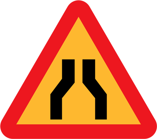 Estrada estreita de ambos os lados sinal vector
