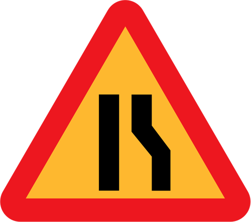 Strada si restringe sulla destra segno vettoriale
