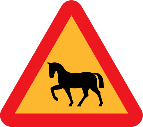 Cavalo na estrada sinal de tráfego vector