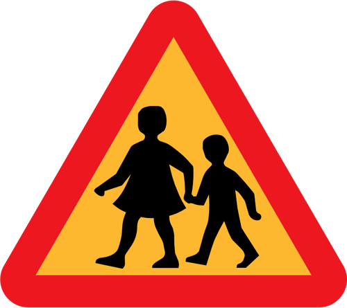 Kinder, die Straße überqueren-Vektor-Zeichen