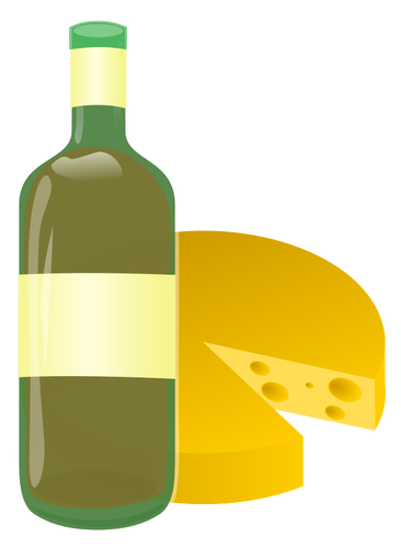 Vector image of wine and cheese