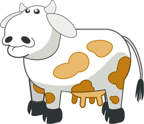 Dessin de vache cartoon gris avec des taches brunes vectoriel