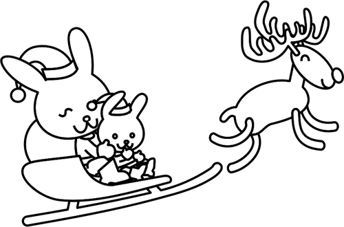 Lapin de Santa illustration vectorielle page à colorier