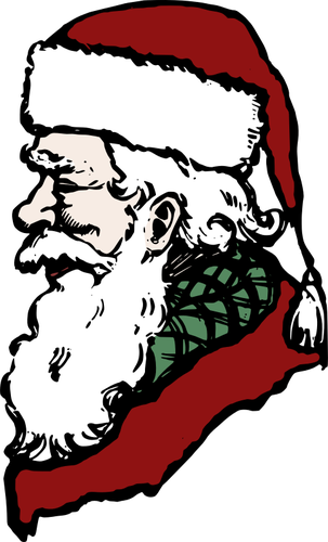 Santa Claus boční profil v barevné vektorové kreslení