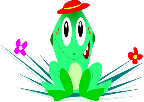 Gráficos de la rana verde de dibujos animados sonriente