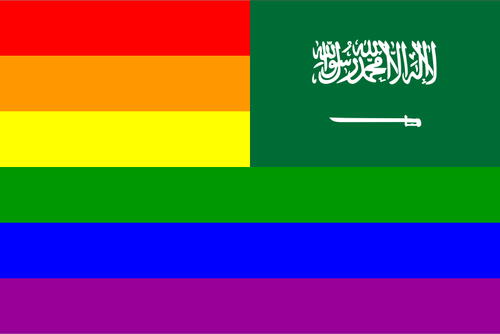 Saudi Arabien och rainbow flagga