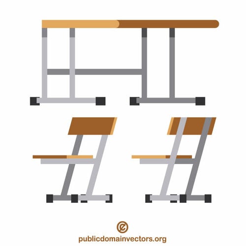 Mesa y sillas escolares