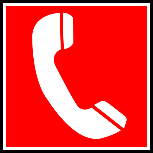 Clipart vetorial do rótulo de sinal de telefone de emergência com borda