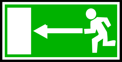 علامة باب الخروج المستطيلة الخضراء مع التوضيح المتجه الحد