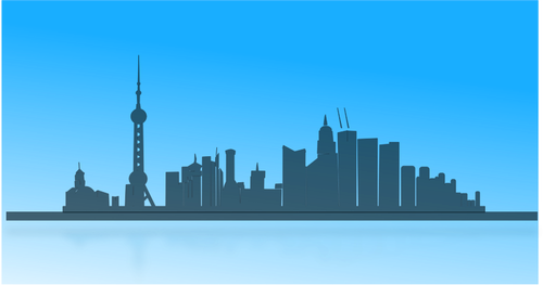 上海市のスカイラインのアウトライン ベクトル画像