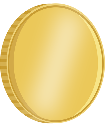 Wektor rysunek błyszczący kwartału odwrócił złota moneta z odbiciem