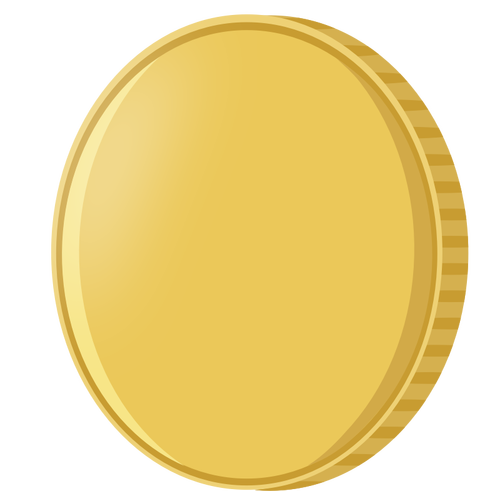Vector illustration of glossy gold coin with reflection