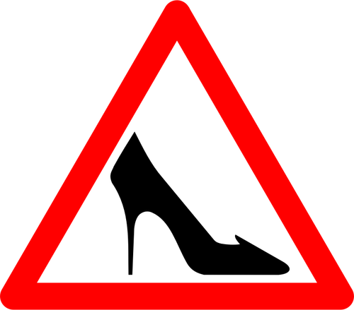 벡터 드로잉 여자의 구두 경고 교통 표지