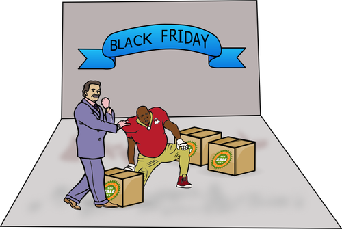 Zwarte vrijdag shoppers vector illustratie