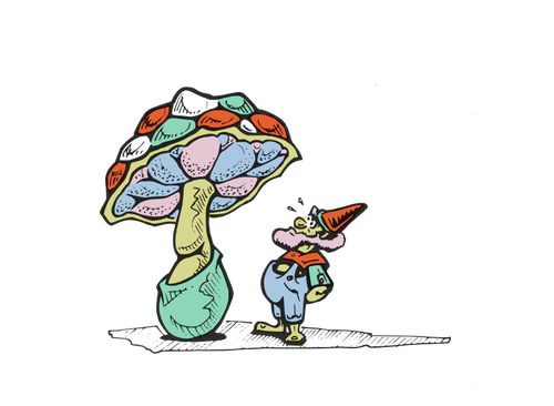 Dwarf under mushroom